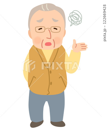 高齢男性　表情ポーズ　シニア　高齢者　後期高齢者 122669428
