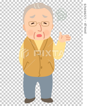 高齢男性　表情ポーズ　シニア　高齢者　後期高齢者 122669428