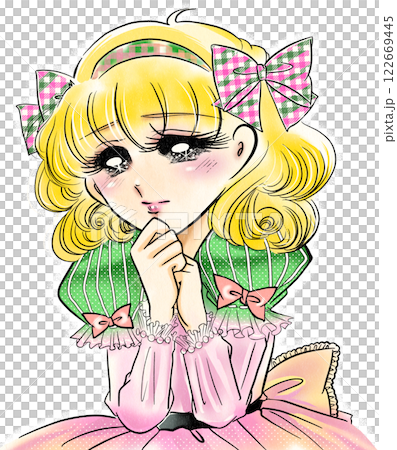 一幅來自昭和 70 年代復古漫畫的美麗女孩肖像畫 一幅來自昭和 70 年代復古漫畫的美麗女孩肖像畫 122669445