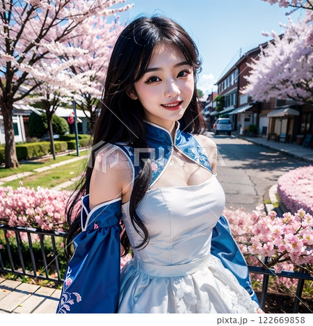満開桜の下でポーズを！！ 122669858