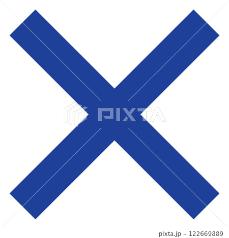 シンプルな青いバツ印のイラスト　白背景 122669889