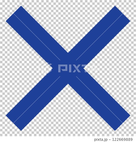 シンプルな青いバツ印のイラスト　白背景 122669889