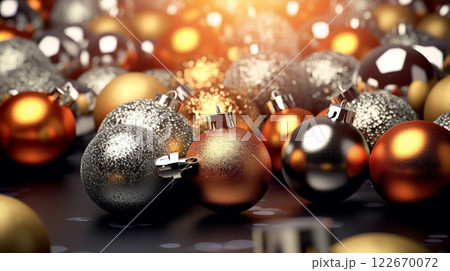 Winter seasonal Merry Christmas and happy new year background wallpaper, template, banner, poster, holiday design, beautiful christmas ball sphere christmas tree ornament. Winter seasonal Merry Christmas and happy new year background wallpaper, template, banner, poster, holiday design, beautiful christmas ball sphere christmas tree ornament. 122670072