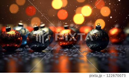 Winter seasonal Merry Christmas and happy new year background wallpaper, template, banner, poster, holiday design, beautiful christmas ball sphere christmas tree ornament. Winter seasonal Merry Christmas and happy new year background wallpaper, template, banner, poster, holiday design, beautiful christmas ball sphere christmas tree ornament. 122670073