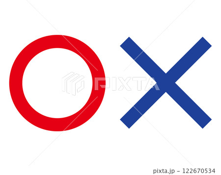 マルとバツのシンプルなイラスト　白背景 122670534