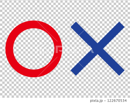マルとバツのシンプルなイラスト　白背景 122670534