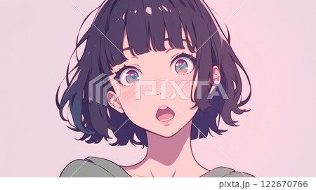 驚いた表情の女性のイラスト(AI生成画像) 驚いた表情の女性のイラスト(AI生成画像) 122670766