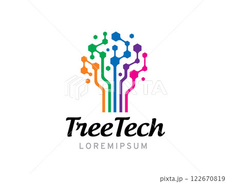 Tree tech logo symbol or icon template Tree tech logo symbol or icon template 122670819