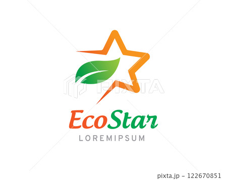 Star and leaf logo symbol or icon template 122670851