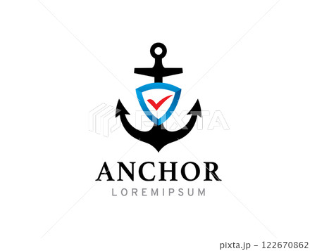 Anchor and shield logo symbol or icon template 122670862