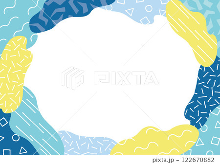 手描きレトロポップ模様の夏色フレーム 122670882