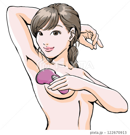 ワキ脱毛のイメージ_若い女性_セルフ 122670913
