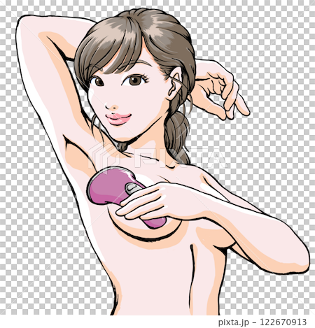 ワキ脱毛のイメージ_若い女性_セルフ 122670913