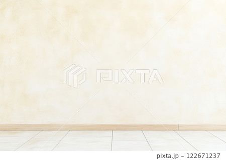 Simple interior space with light beige walls and tiled floor suitable for various uses 122671237