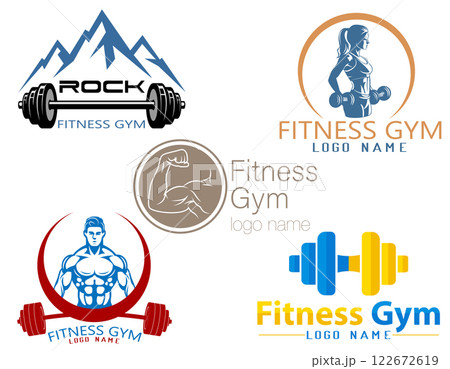 fitnessgym logo creative and original for your business or company set logotype vector illustration 122672619