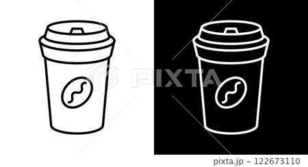 テイクアウトしたコーヒーのアイコンイラスト/パス編集可能/白黒 テイクアウトしたコーヒーのアイコンイラスト/パス編集可能/白黒 122673110
