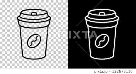 テイクアウトしたコーヒーのアイコンイラスト/パス編集可能/白黒 テイクアウトしたコーヒーのアイコンイラスト/パス編集可能/白黒 122673110