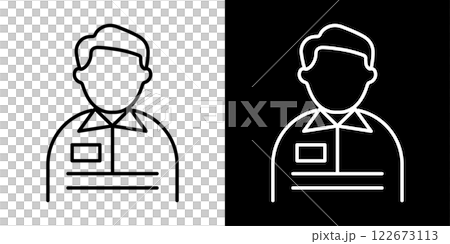 Convenience store clerk icon illustration / Path editable / Black and white 122673113
