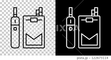 Cigarette and e-cigarette icon illustration / Path editable / Black and white 122673114