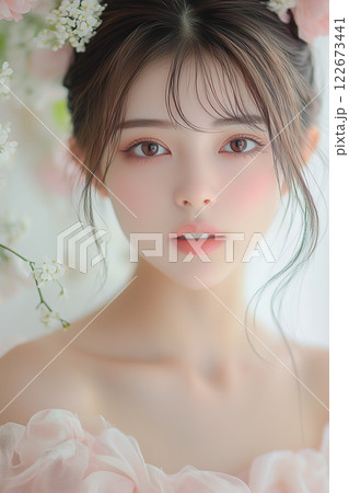 美しく若い女性。美容広告のためのデザインに最適な素材 122673441