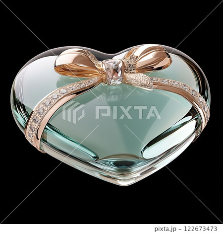 Elegant Green Glass Heart with Bow 122673473