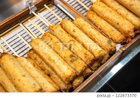 korean traditional street food. fish cake korean traditional street food. fish cake 122673570