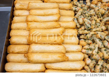 korean traditional street food. fish cake korean traditional street food. fish cake 122673601