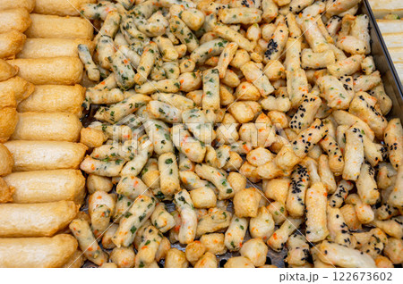 korean traditional street food. fish cake korean traditional street food. fish cake 122673602