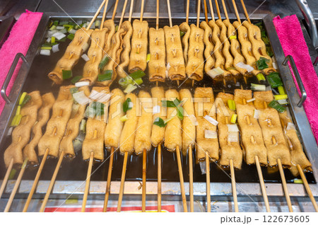 korean traditional street food. fish cake korean traditional street food. fish cake 122673605