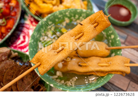 korean traditional street food. fish cake korean traditional street food. fish cake 122673628
