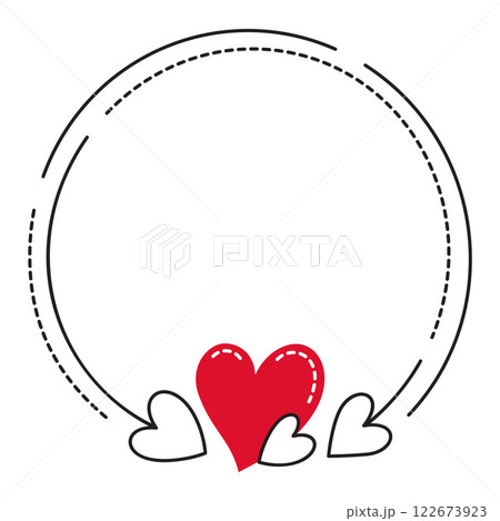 Frame with red heart doodle flat style love isolated icon symbol of love 122673923