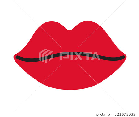 Red lips doodle flat style love isolated icon symbol of love 122673935