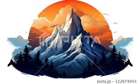 logo illustration mountain . Generate AI logo illustration mountain . Generate AI 122674043