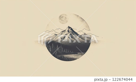 logo illustration mountain . Generate AI 122674044