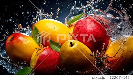Photo focus macro detailed Assorted exotic fruits  . generate Ai 122674145
