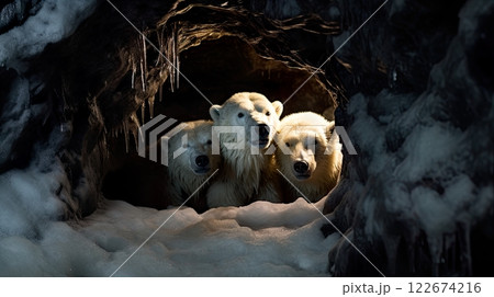 Two giant panda bear walking in the bamboo forest at sunset. Generate Ai Two giant panda bear walking in the bamboo forest at sunset. Generate Ai 122674216