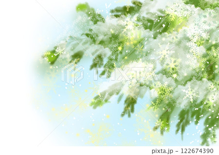 樅（モミ）の木と雪のカード 122674390