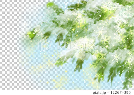 Fir tree and snow card 122674390