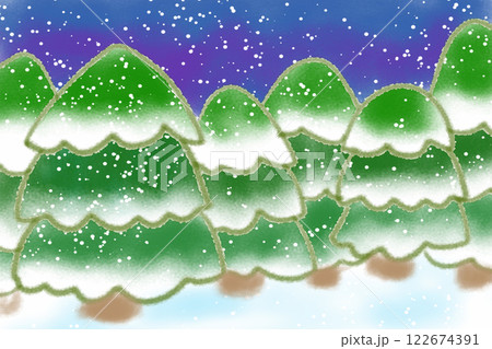 樅（モミ）の木の森と雪のカード 122674391