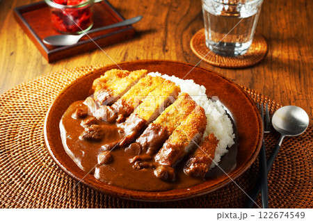 肉厚のとんかつがのったカツカレー 122674549