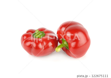 Set of sweet peppers, paprika isolated on white. Set of sweet peppers, paprika isolated on white. 122675111