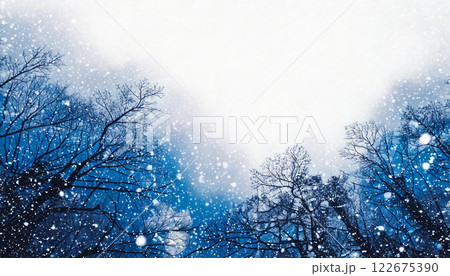 アルコールインクアート風アート／雪景色 122675390