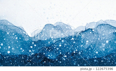アルコールインクアート風アート／山に降る雪 122675396