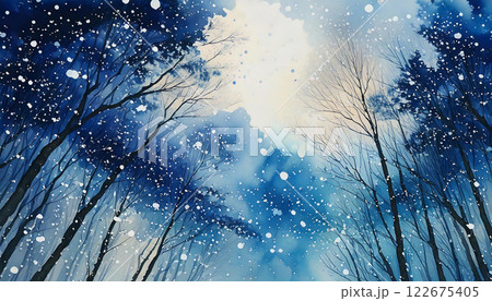 アルコールインクアート風アート／雪景色 122675405