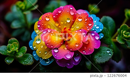 colorful primroses in the garden, selective focus, nature background . Generate Ai 122676004