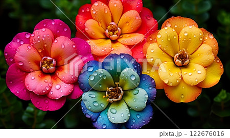 colorful primroses in the garden, selective focus, nature background . Generate Ai colorful primroses in the garden, selective focus, nature background . Generate Ai 122676016