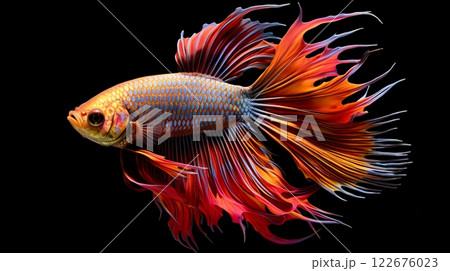 Siamese fighting fish (Betta splendens) in aquarium . Generate Ai 122676023