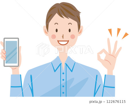 スマホを持つ男性　　イラスト 122676115