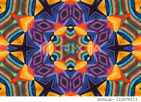 Bright multicolor kaleidoscopic background with abstract pattern 122676511