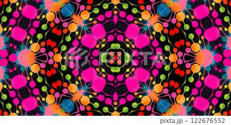 Bright abstract multicolor pattern on black background 122676552